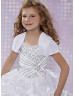 Lovely Beaded Organza Spaghetti Straps Flower Girl Dress With Cape
